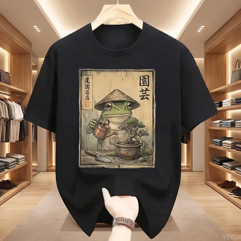 Bonsai Garden China - Bonsai-Frosch-T-Shirt, lustiges Gartenarbeit-Frosch-T-Shirt im japanischen Stil,