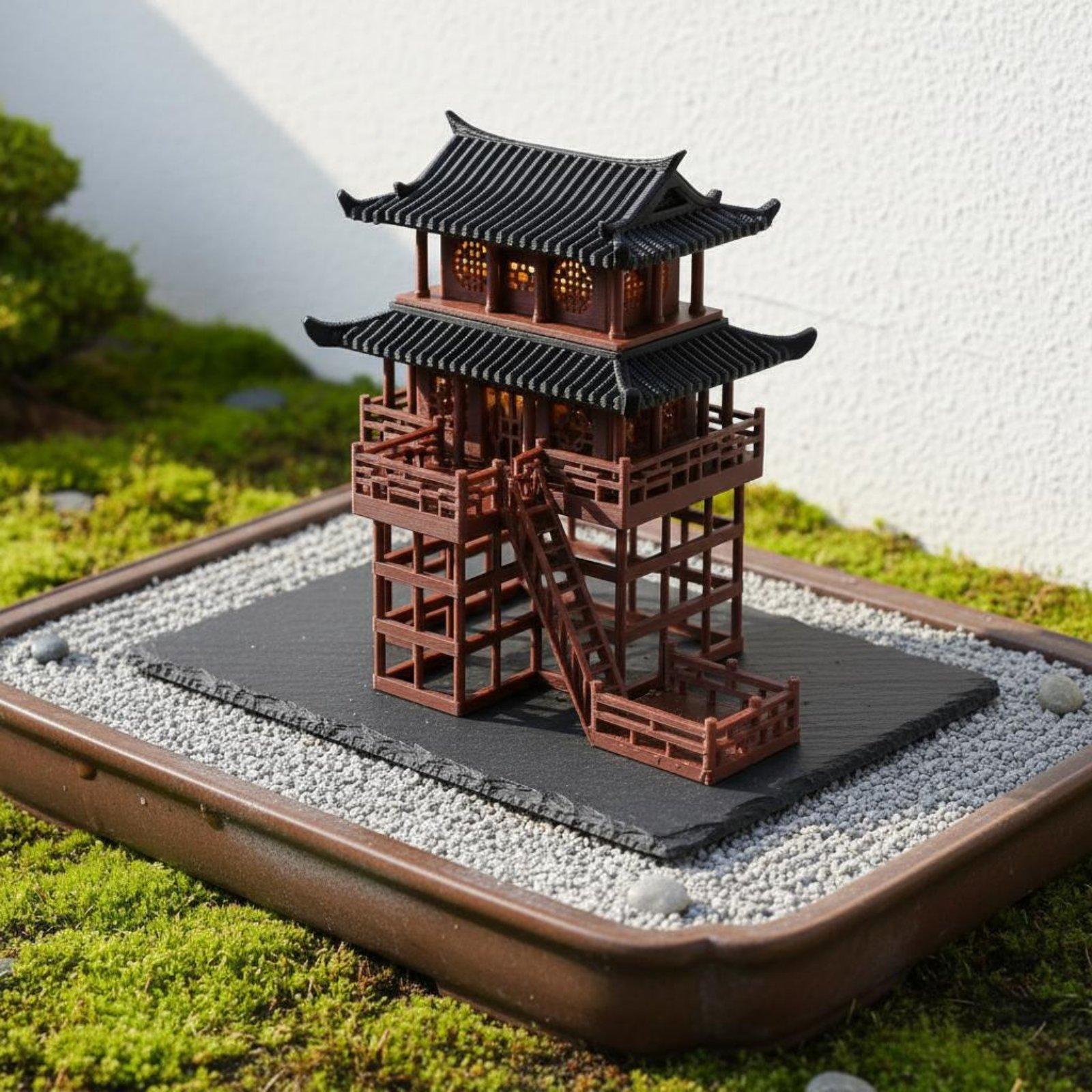 Bonsai Garden Usa - Bonsai Haus Tischdekoration Plastik-Pagode Mini-Mikrolandschaft Wohnakzent