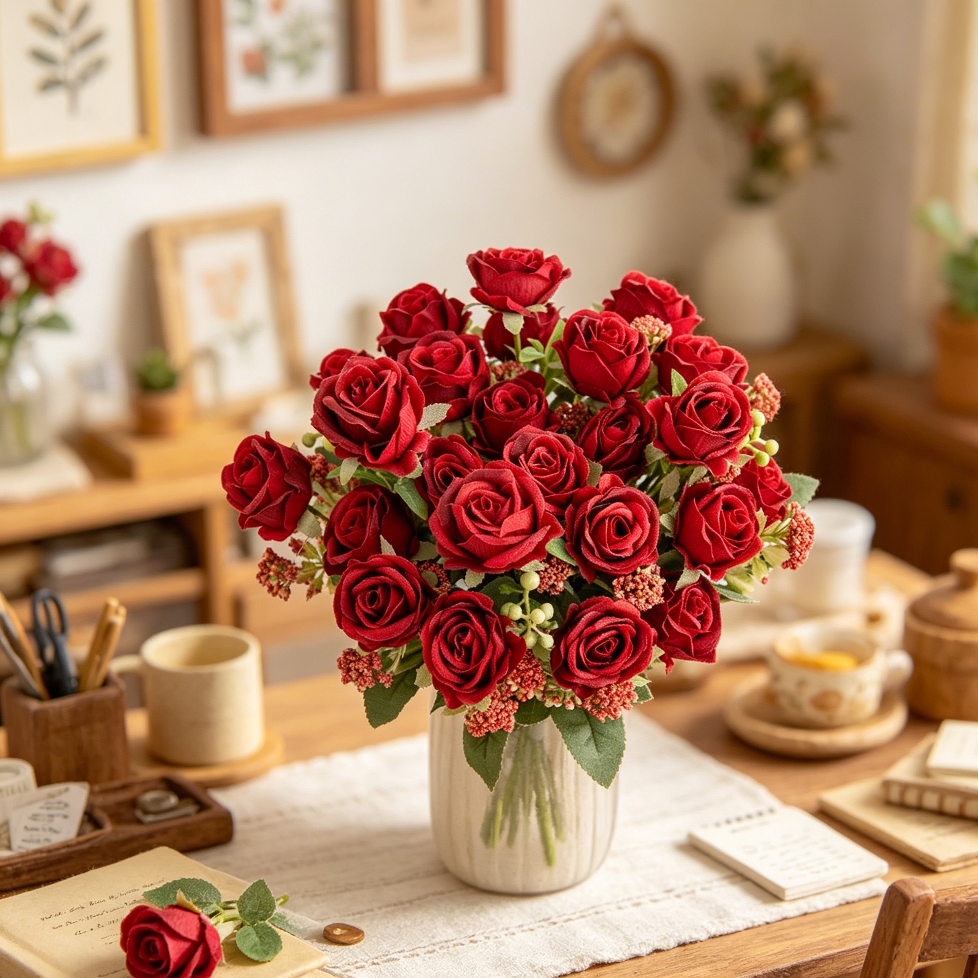 Künstliche Blumen Seidenrosen- – Bonsai Garden Festival Bewertung und Preis